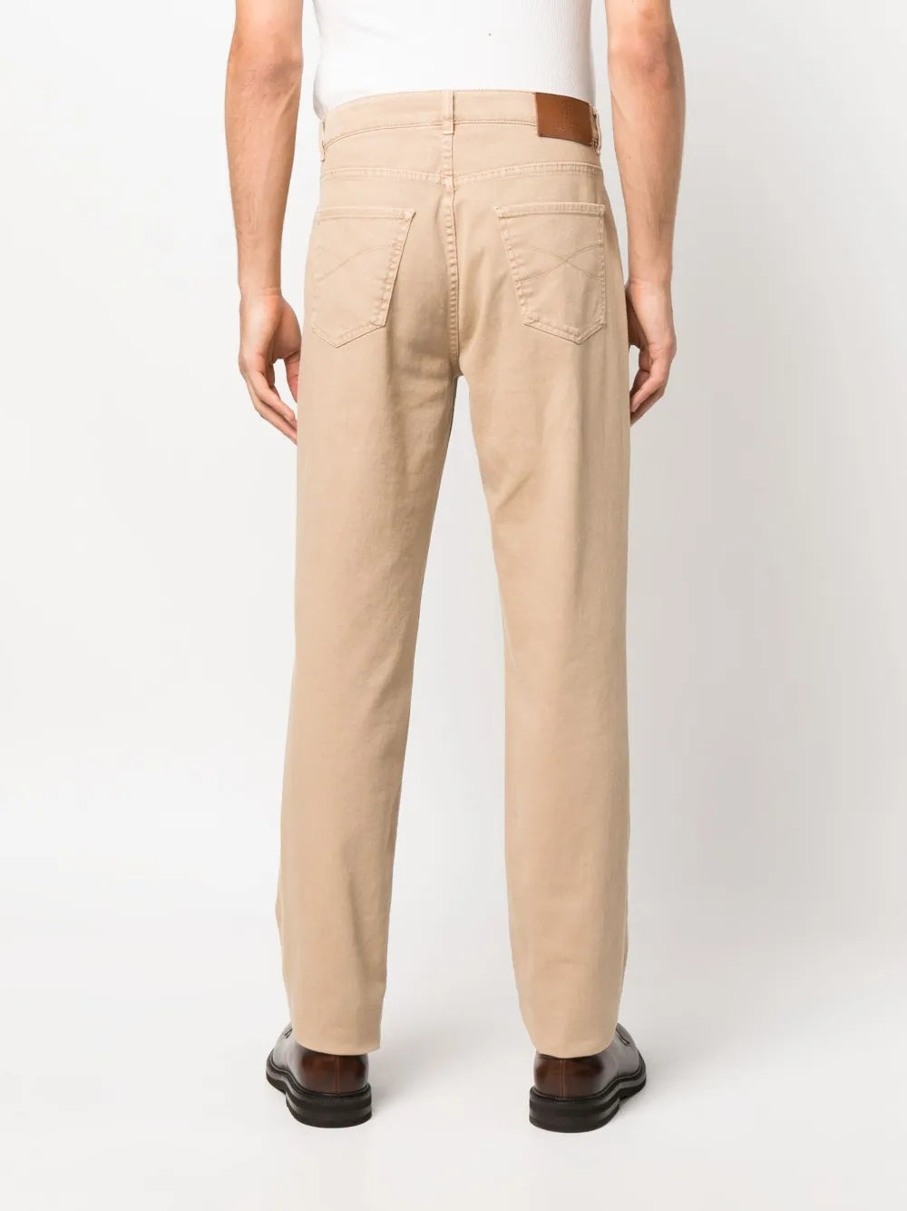 BRUNELLO CUCINELLI MEN'S BEIGE STRAIGHT LEG TROUSERS
