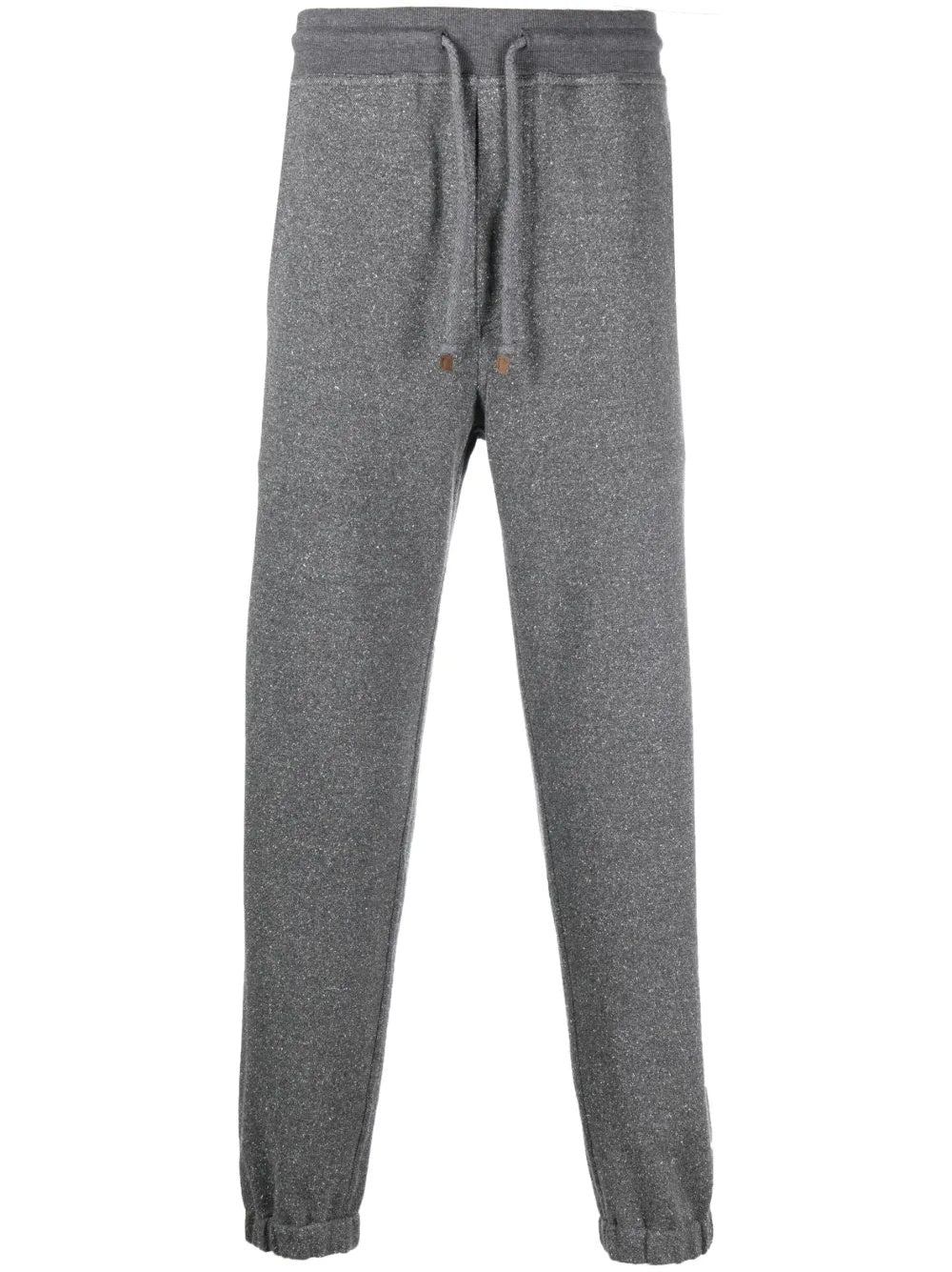BRUNELLO CUCINELLI MEN'S GREY TAPERED COTTON TROUSERS