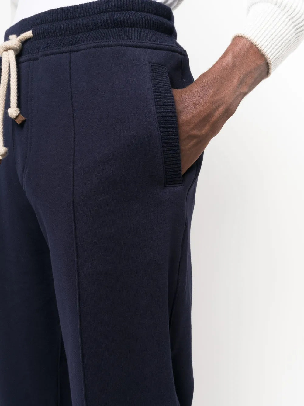 BRUNELLO CUCINELLI MEN'S NAVY DRAWSTRING CUFFED TROUSERS