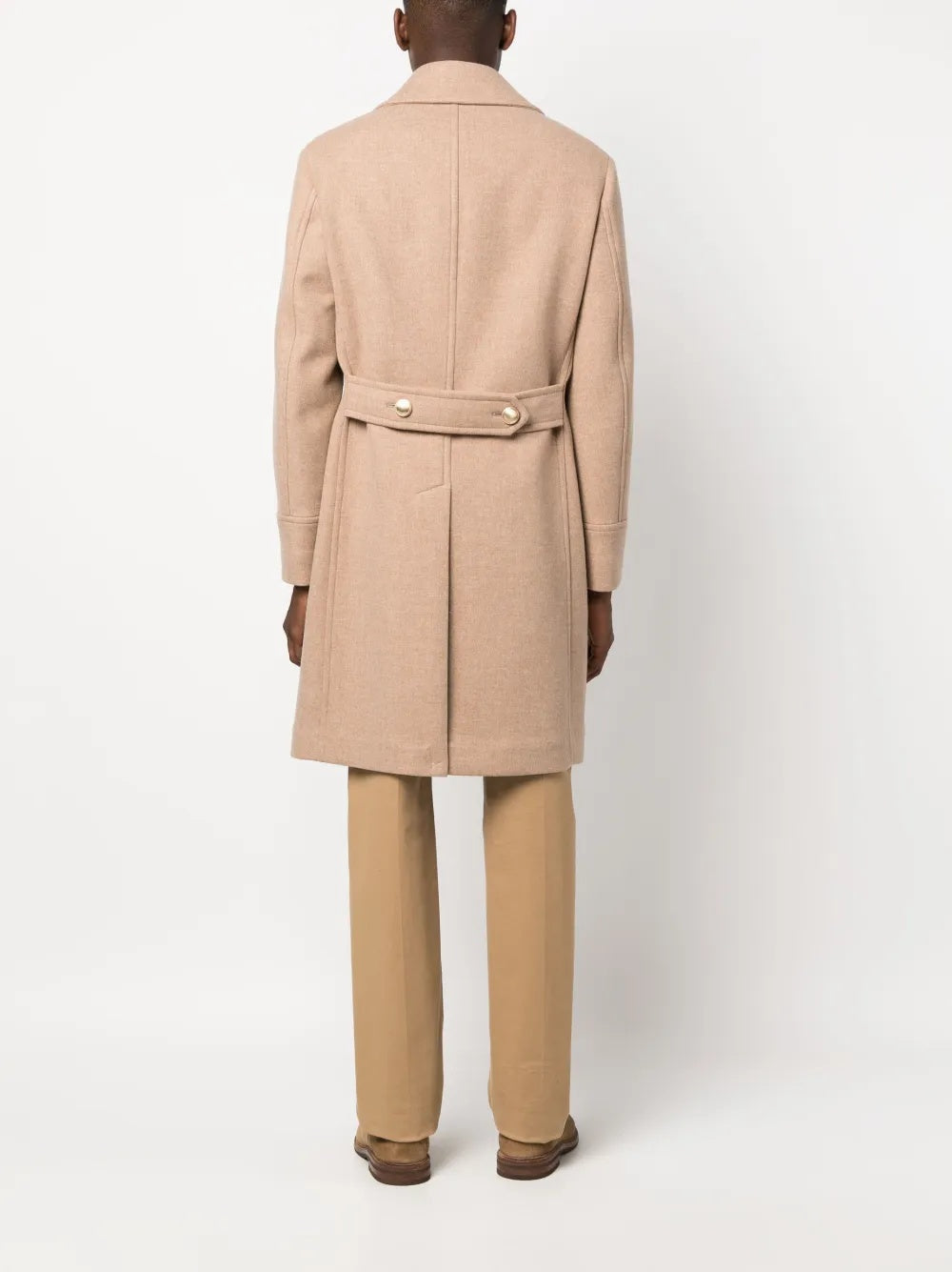 BRUNELLO CUCINELLI MEN'S LIGHT CAMEL WOOL DOUBLE BREASTED JACKET