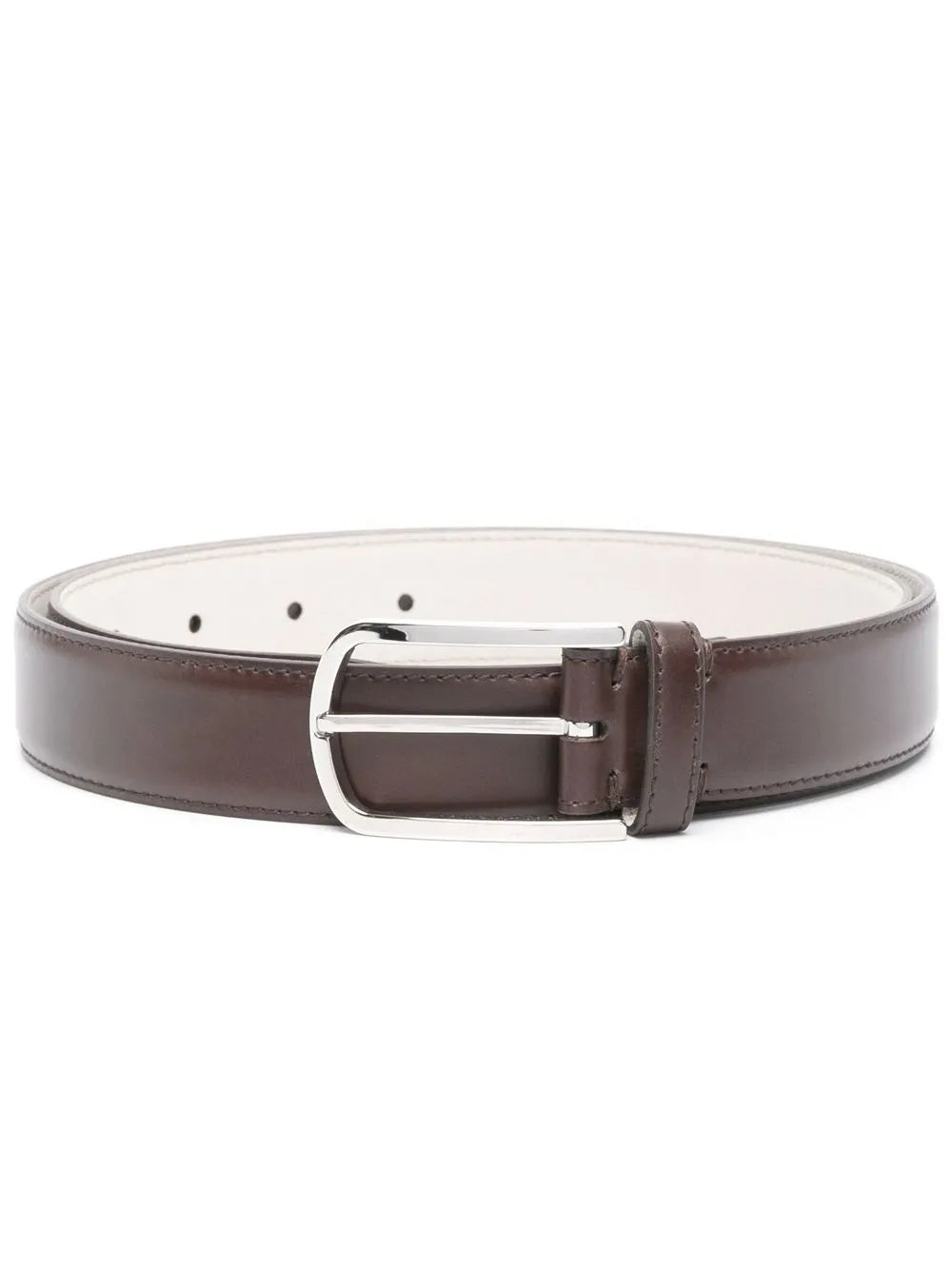 BRUNELLO CUCINELLI MEN'S BROWN LEATHER BELT