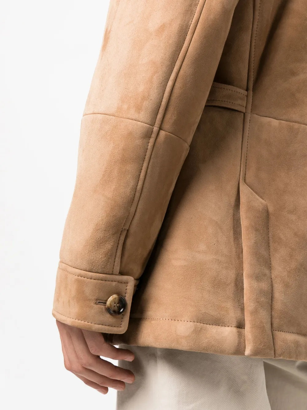 BRUNELLO CUCINELLI MEN'S TAN SUEDE UTILITY JACKET