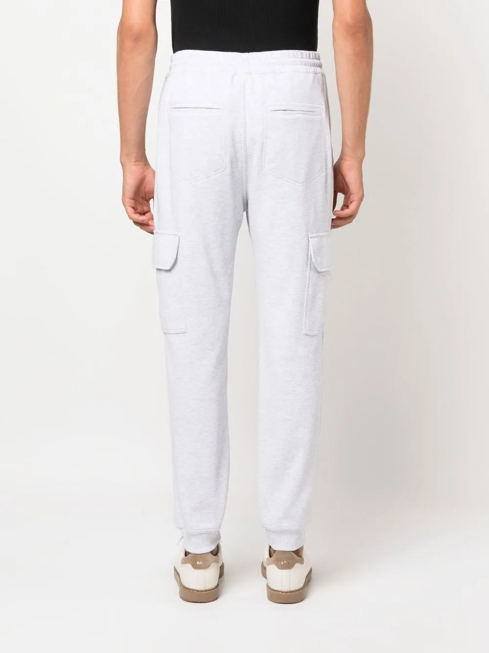 BRUNELLO CUCINELLI MEN'S LIGHT GREY DRAWSTRING CARGO TROUSERS