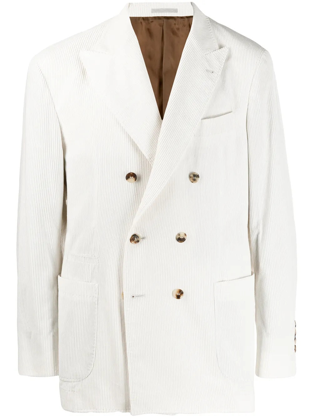 BRUNELLO CUCINELLI MEN'S WHITE DOUBLE BREASTED BLAZER