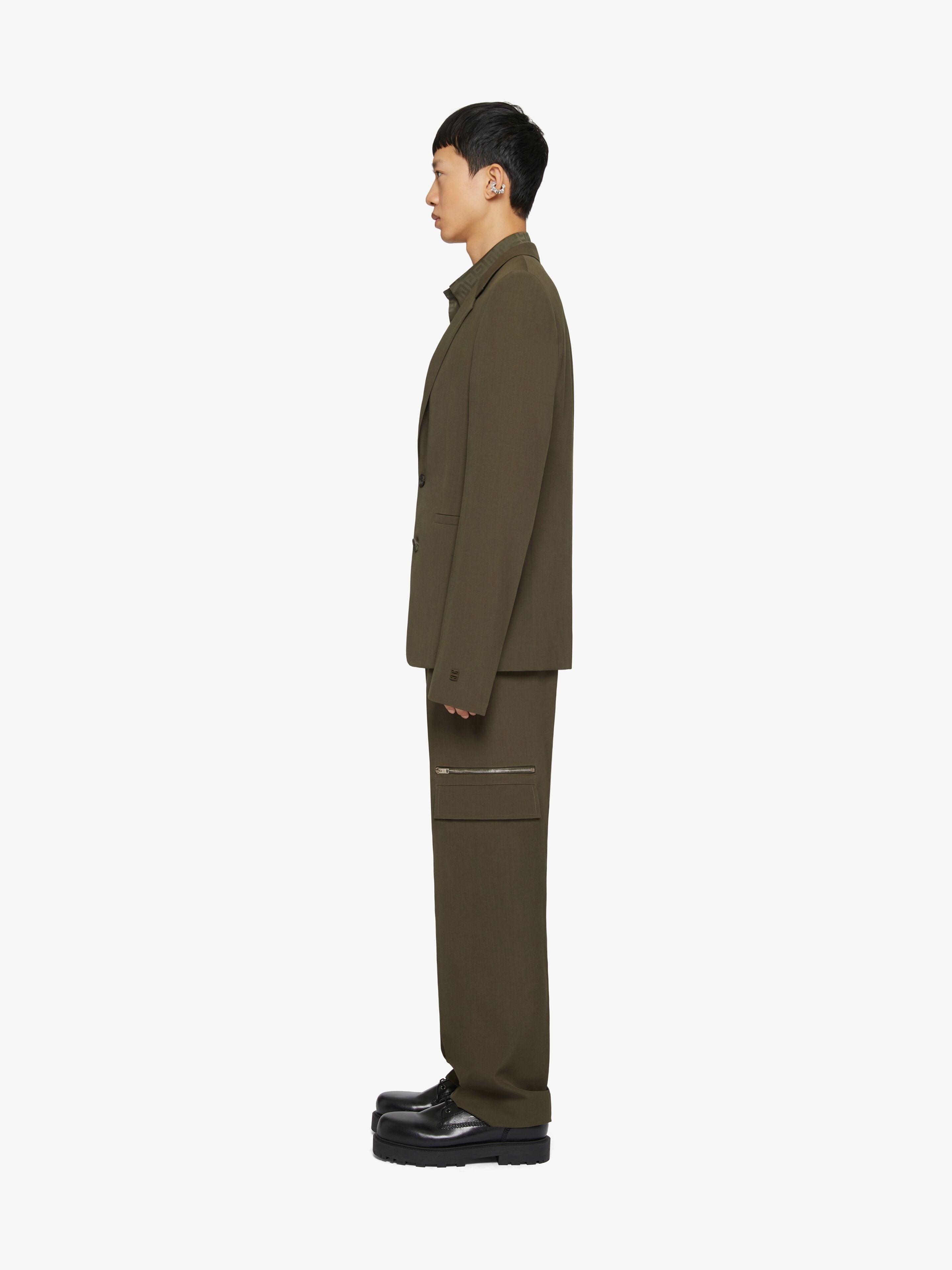 GIVENCHY MEN'S KHAKI SLIM FIT BLAZER