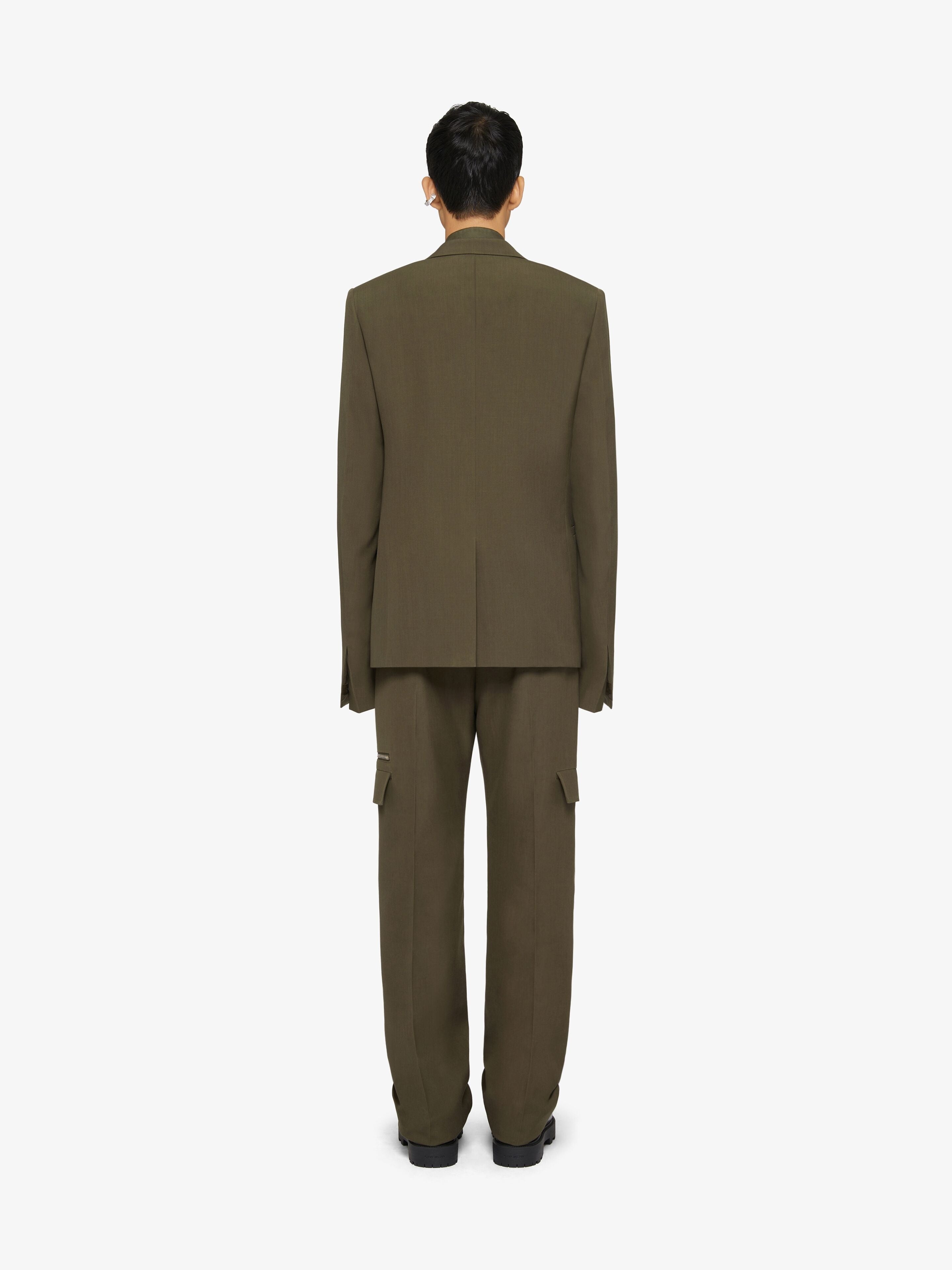 GIVENCHY MEN'S KHAKI SLIM FIT BLAZER