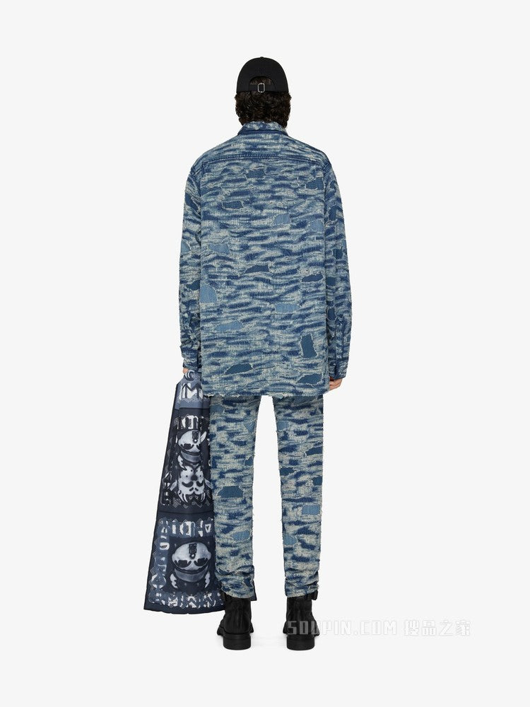 GIVENCHY MEN'S MEDIUM BLUE PATTERNED TROUSERS