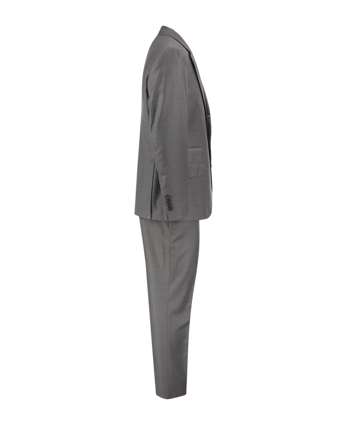 BRUNELLO CUCINELLI MEN'S MEDIUM GREY WOOL TAILORED BLAZER