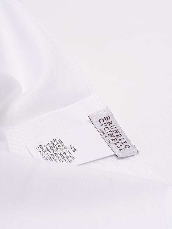 BRUNELLO CUCINELLI MEN'S WHITE SILK POCKET SQUARE