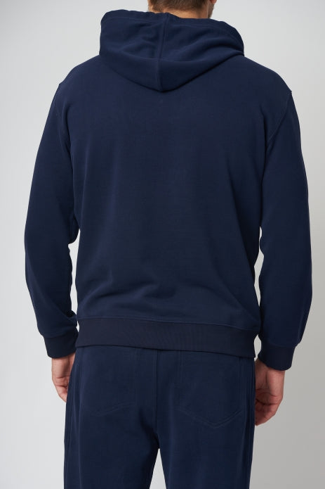 BRUNELLO CUCINELLI MEN'S COBALT HOODED SWEATSHIRT