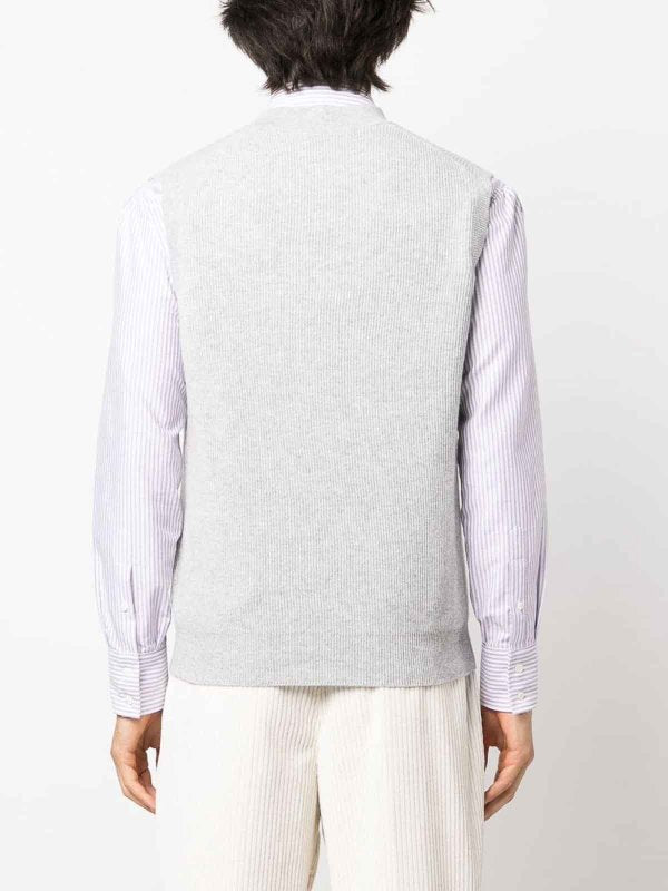 BRUNELLO CUCINELLI MEN'S LIGHT GREY CASHMERE SWEATER