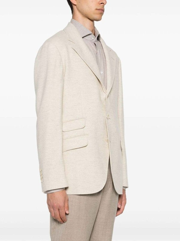 BRUNELLO CUCINELLI MEN'S BUTTER DECONSTRUCTED BLAZER