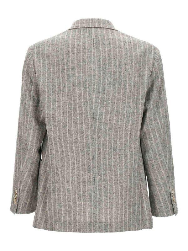 BRUNELLO CUCINELLI MEN'S LIGHT GREY WOOL BLAZER