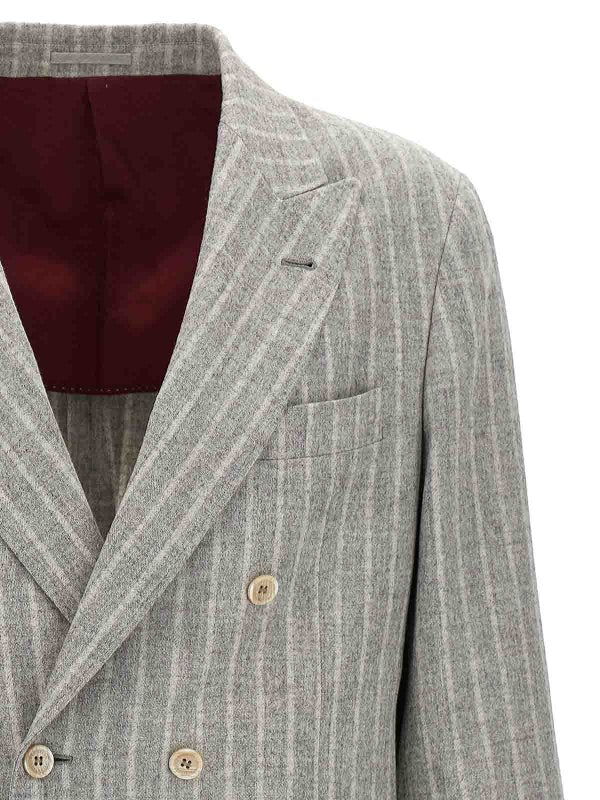 BRUNELLO CUCINELLI MEN'S LIGHT GREY WOOL BLAZER