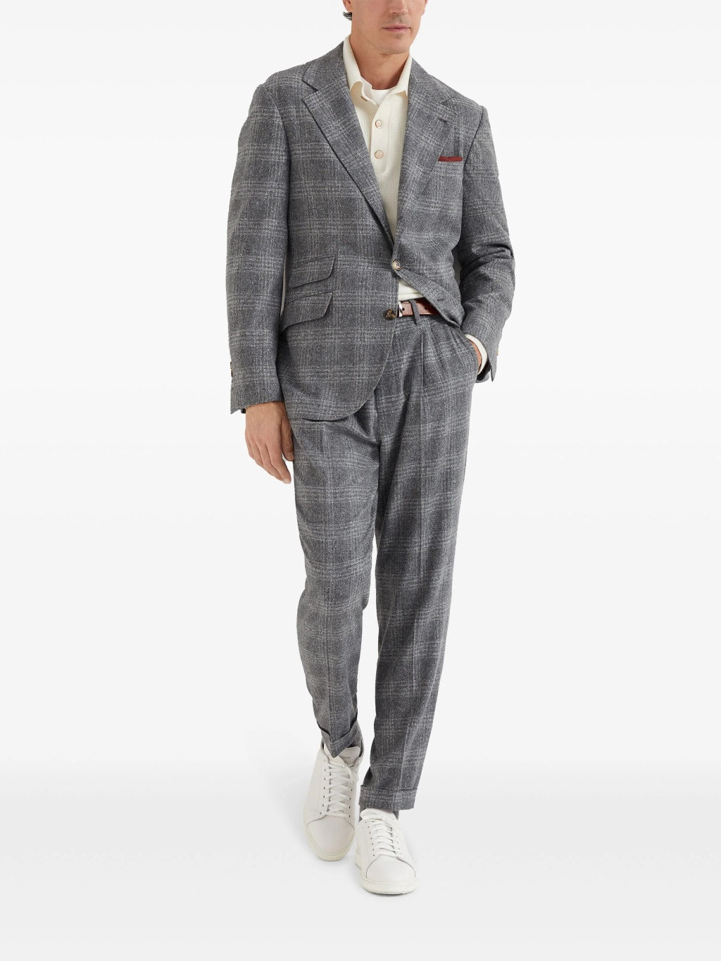 BRUNELLO CUCINELLI MEN'S GREY SILK WOOL BLAZER