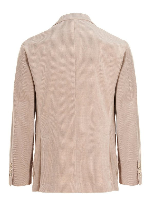 BRUNELLO CUCINELLI MEN'S SAND DOUBLE-BREASTED CORDUROY BLAZER