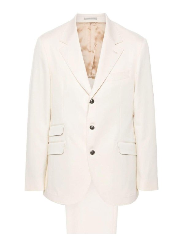 BRUNELLO CUCINELLI MEN'S CREAM TAILORED SUIT WITH NOTCH LAPEL