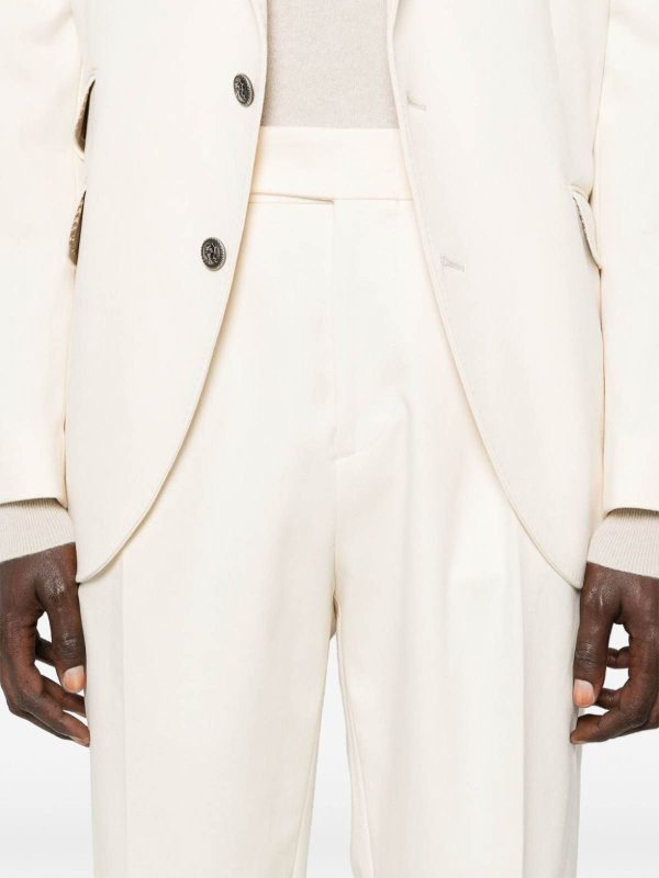 BRUNELLO CUCINELLI MEN'S CREAM WOOL TAILORED SUIT