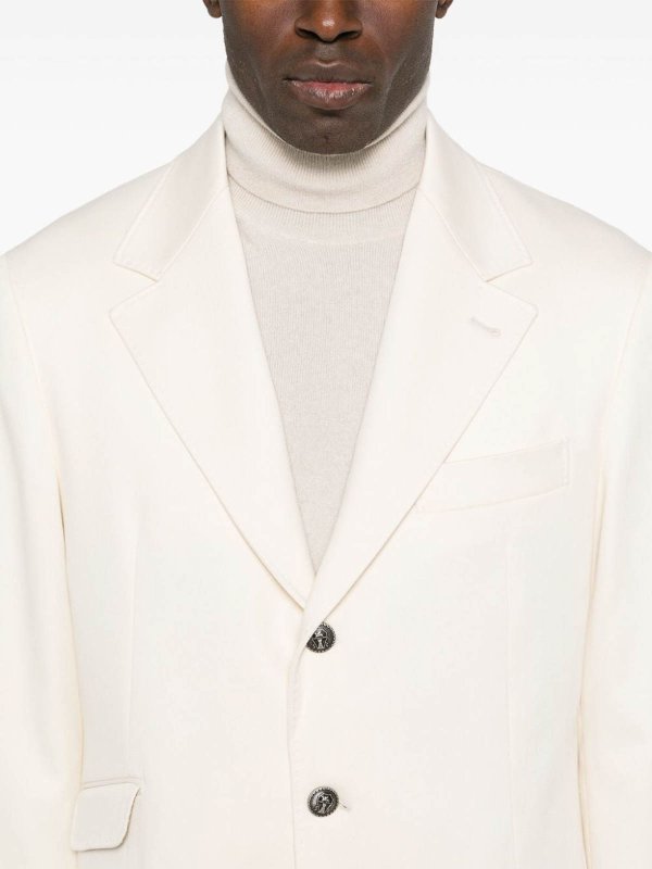 BRUNELLO CUCINELLI MEN'S CREAM WOOL TAILORED SUIT