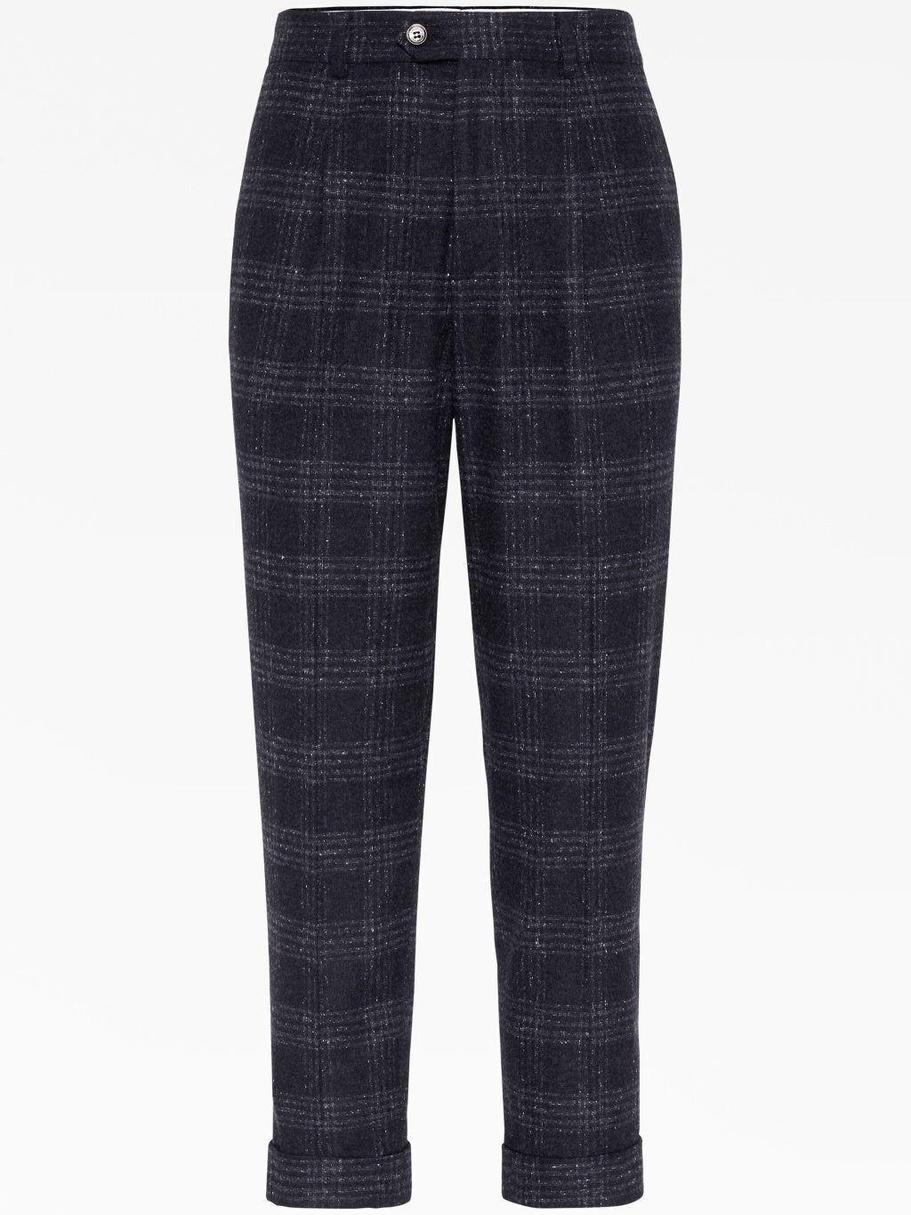 BRUNELLO CUCINELLI MEN'S DARK GREY WOOL TROUSERS