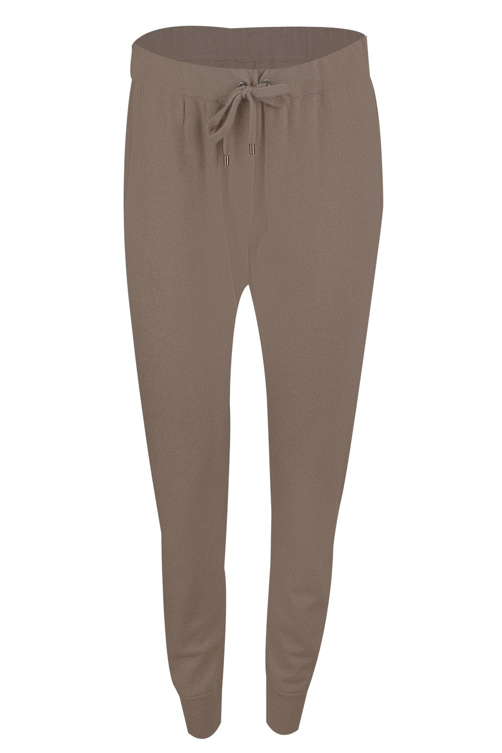 BRUNELLO CUCINELLI WOMEN'S TAUPE WOOL JOGGER TROUSERS