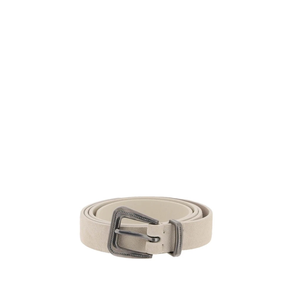 BRUNELLO CUCINELLI WOMEN'S OFF-WHITE SUEDE BELT