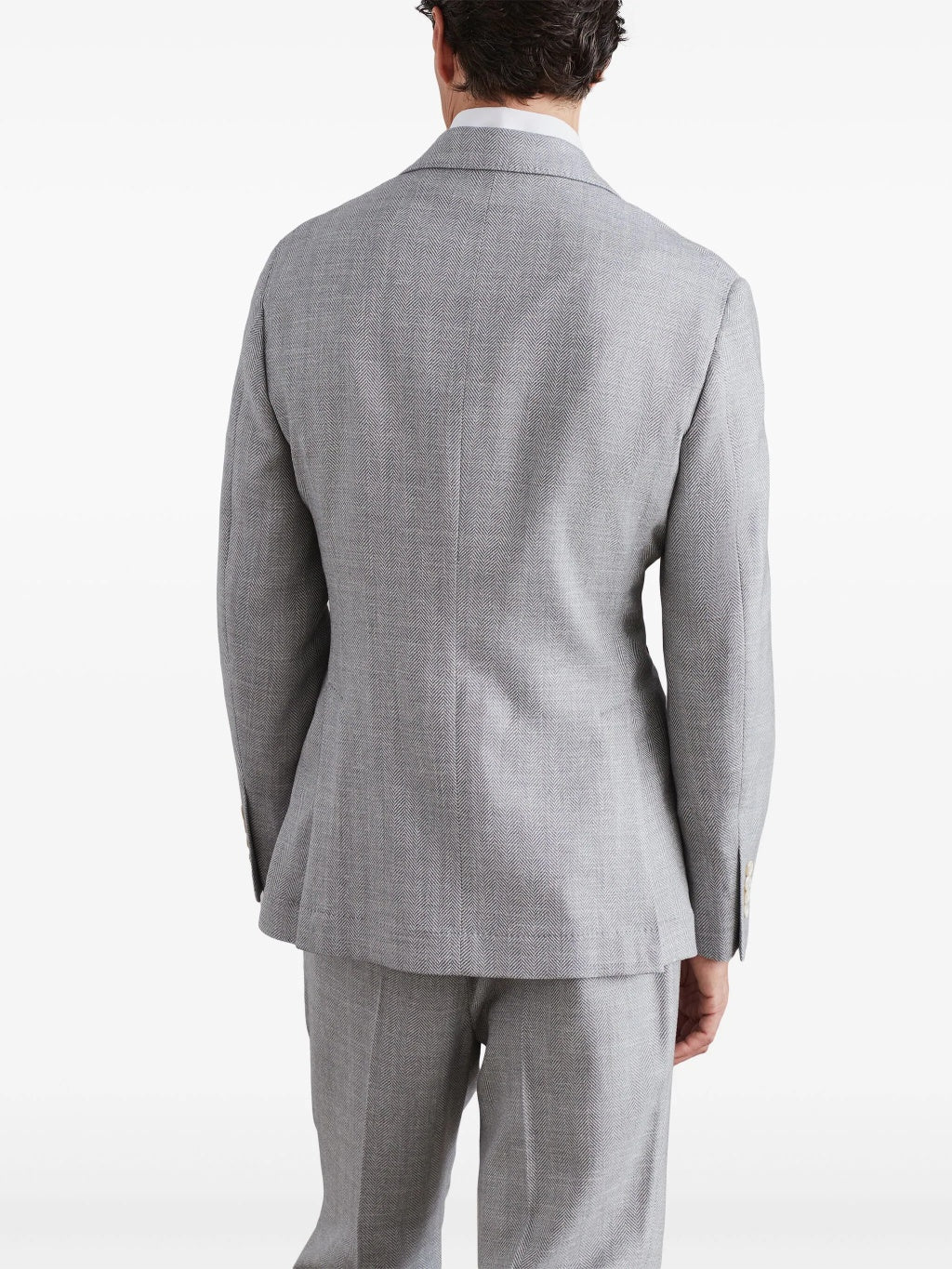 BRUNELLO CUCINELLI MEN'S MEDIUM GREY WOOL BLEND BLAZER