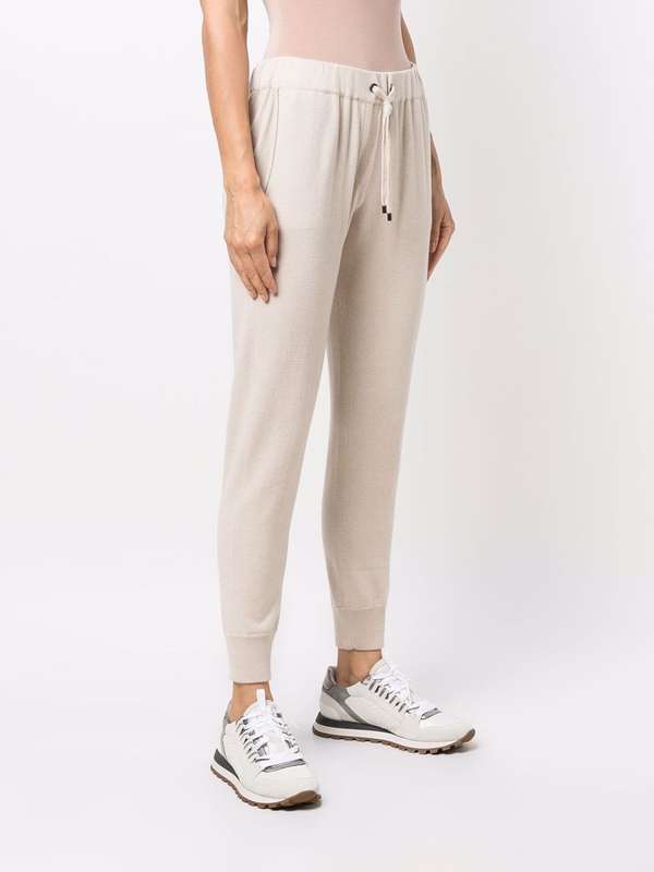 BRUNELLO CUCINELLI WOMEN'S BEIGE WOOL RELAXED TROUSERS