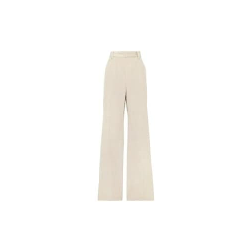 BRUNELLO CUCINELLI WOMEN'S LIGHT BEIGE WIDE LEG TROUSERS