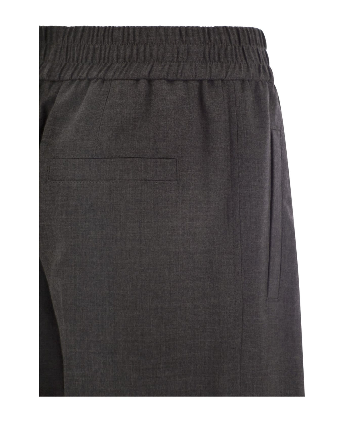 BRUNELLO CUCINELLI WOMEN'S DARK GREY WOOL RELAXED TROUSERS