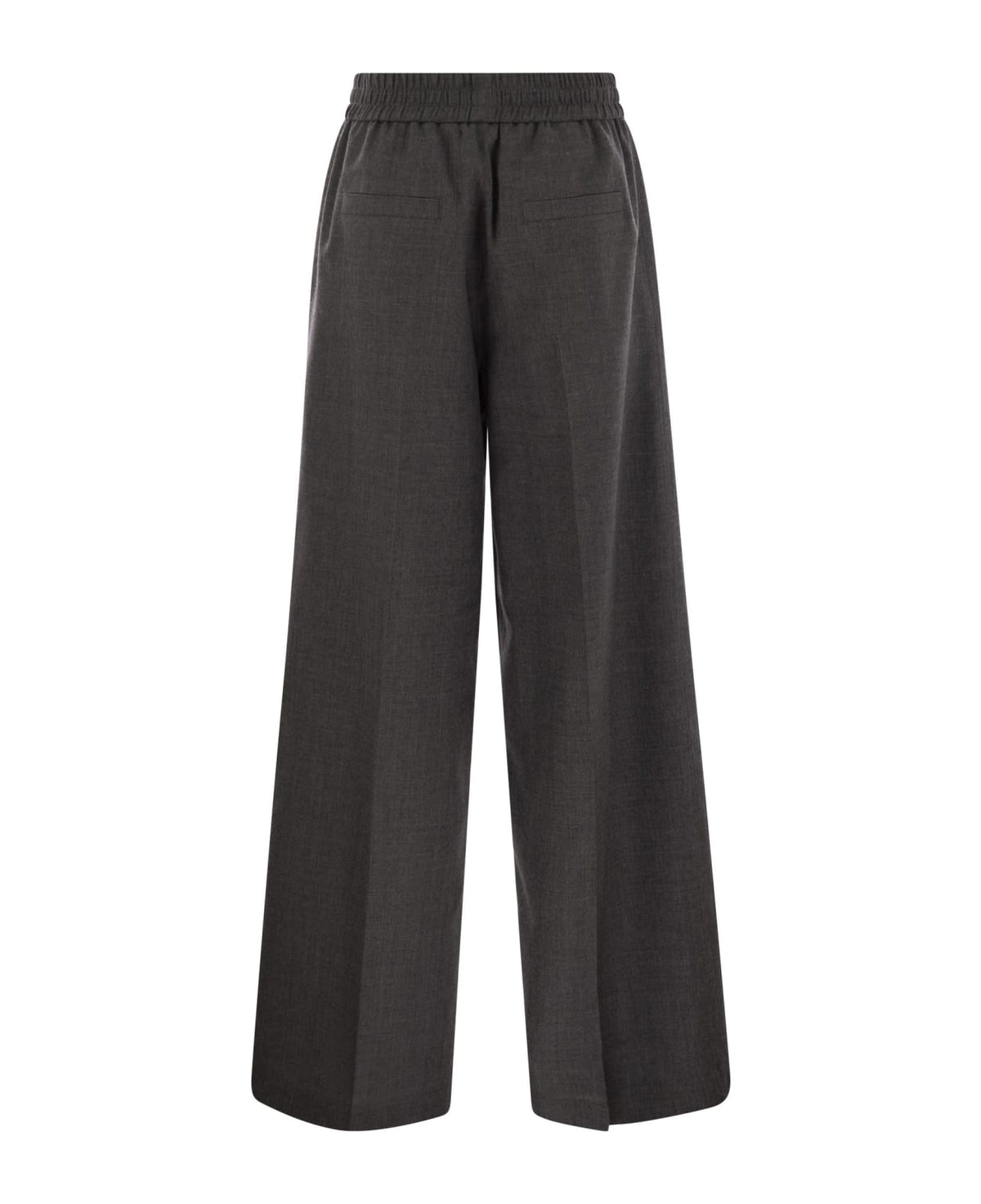 BRUNELLO CUCINELLI WOMEN'S DARK GREY WOOL RELAXED TROUSERS