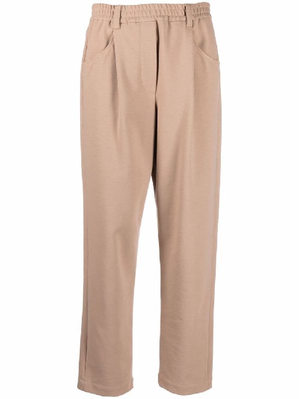 BRUNELLO CUCINELLI WOMEN'S ALMOND TAILORED TROUSERS