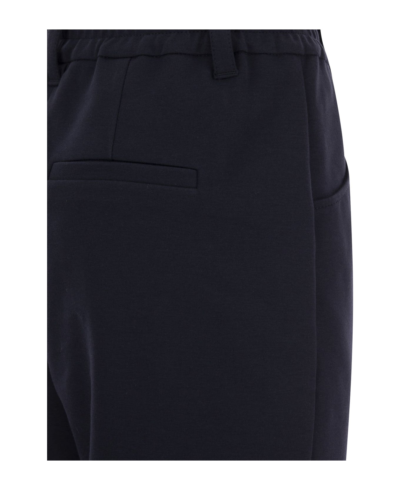 BRUNELLO CUCINELLI WOMEN'S NAVY TAILORED TROUSERS WITH PLEATS