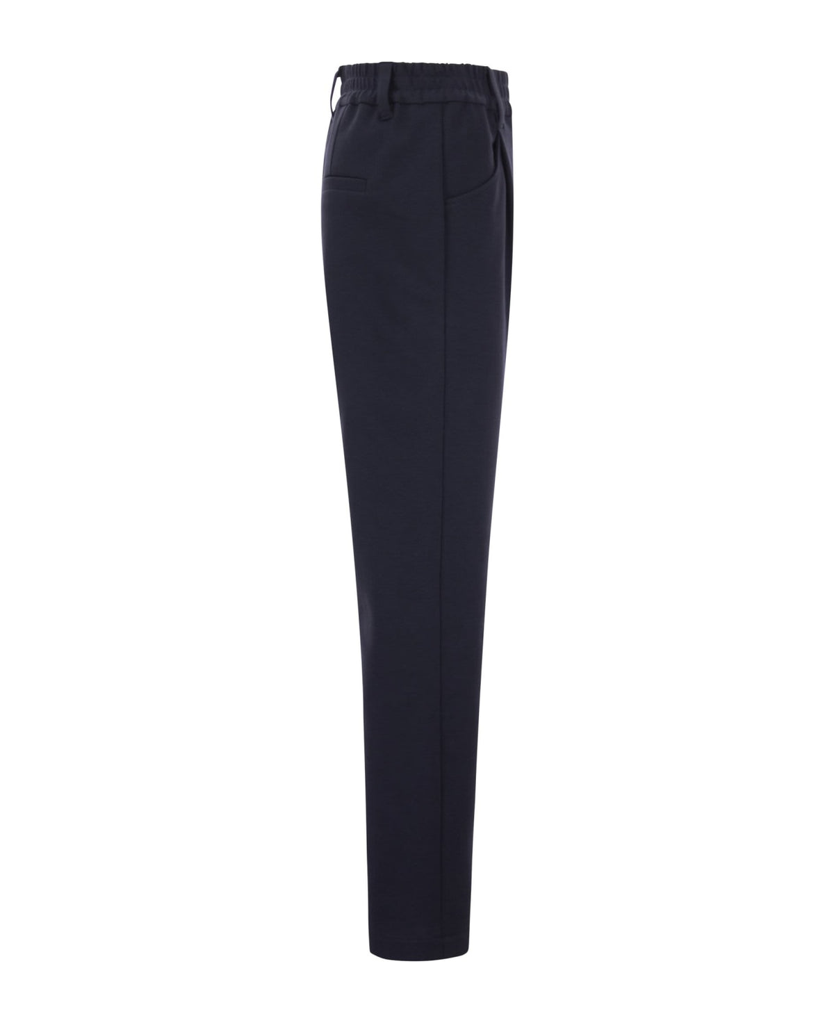BRUNELLO CUCINELLI WOMEN'S NAVY TAILORED COTTON TROUSERS