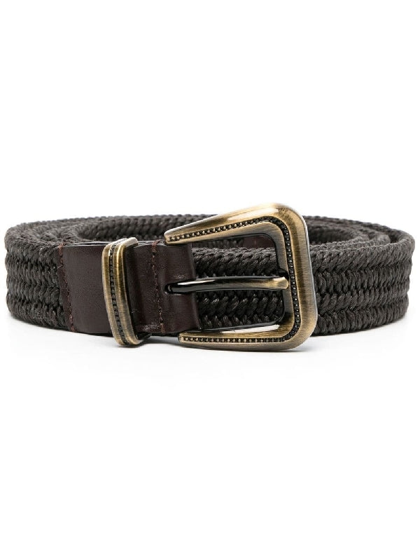 BRUNELLO CUCINELLI WOMEN'S DARK BROWN BRAIDED BELT