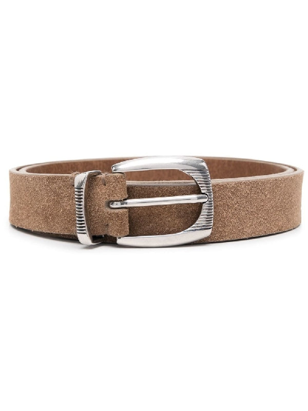 BRUNELLO CUCINELLI MEN'S SWAMP SUEDE LEATHER BELT