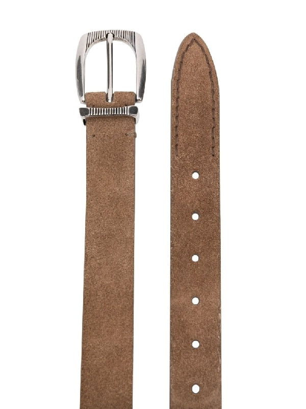 BRUNELLO CUCINELLI MEN'S SWAMP SUEDE LEATHER BELT