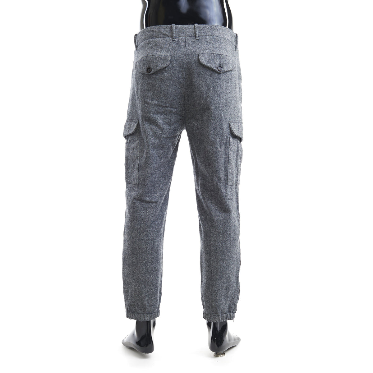 BRUNELLO CUCINELLI MEN'S GREY WOOL CARGO TROUSERS