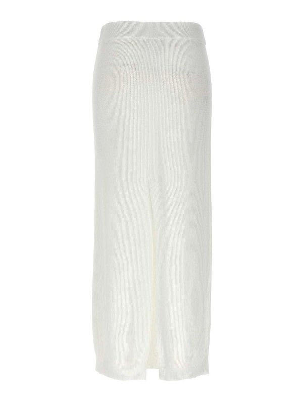 BRUNELLO CUCINELLI WOMEN'S WHITE RIBBED MAXI SKIRT