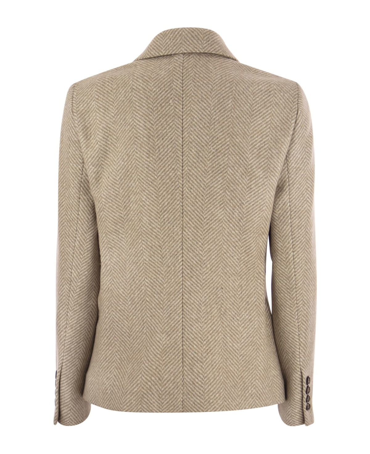 BRUNELLO CUCINELLI WOMEN'S CAMEL DOUBLE BREASTED WOOL BLEND JACKET