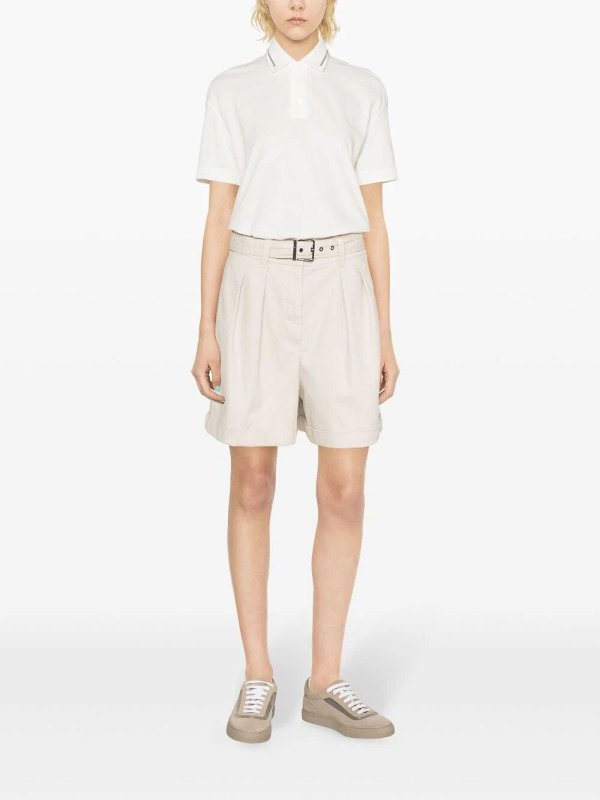 BRUNELLO CUCINELLI WOMEN'S WHITE COTTON POLO SHIRT