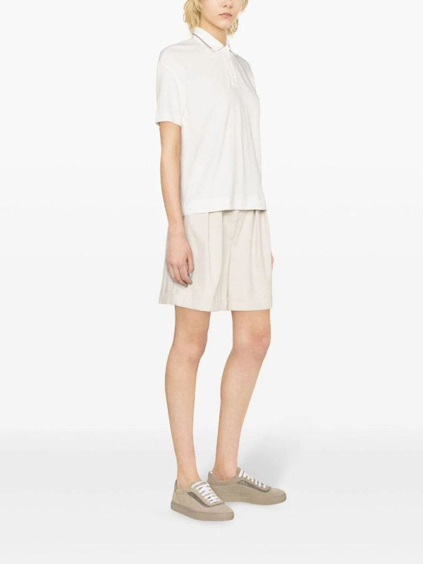 BRUNELLO CUCINELLI WOMEN'S WHITE COTTON POLO SHIRT