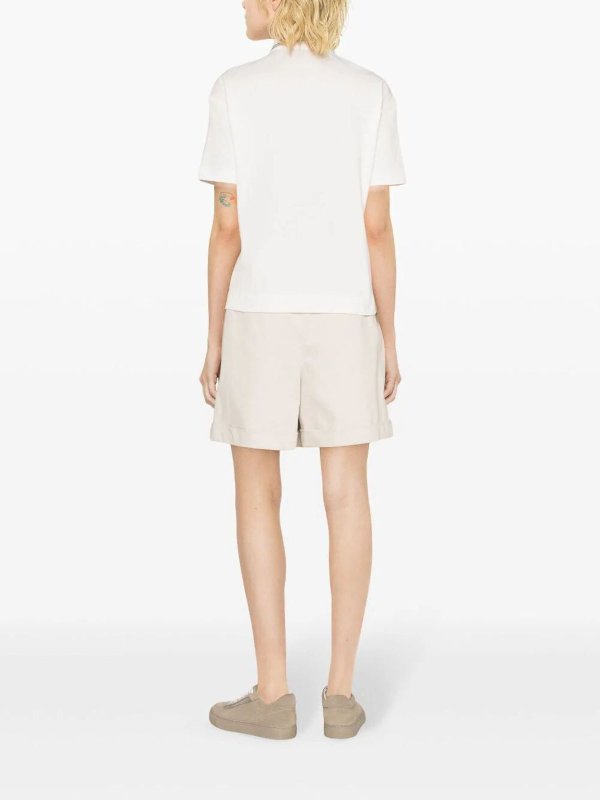 BRUNELLO CUCINELLI WOMEN'S WHITE COTTON POLO SHIRT