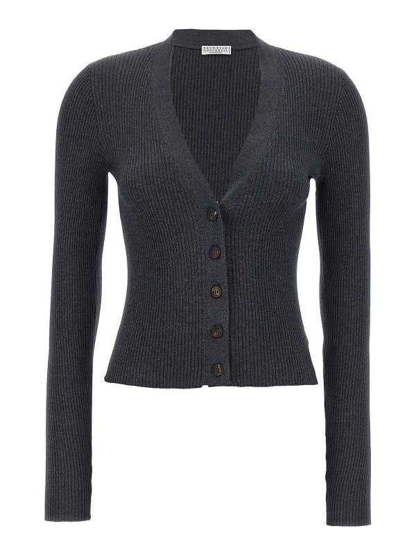 BRUNELLO CUCINELLI WOMEN'S DARK BLUE WOOL SILK SHIRT