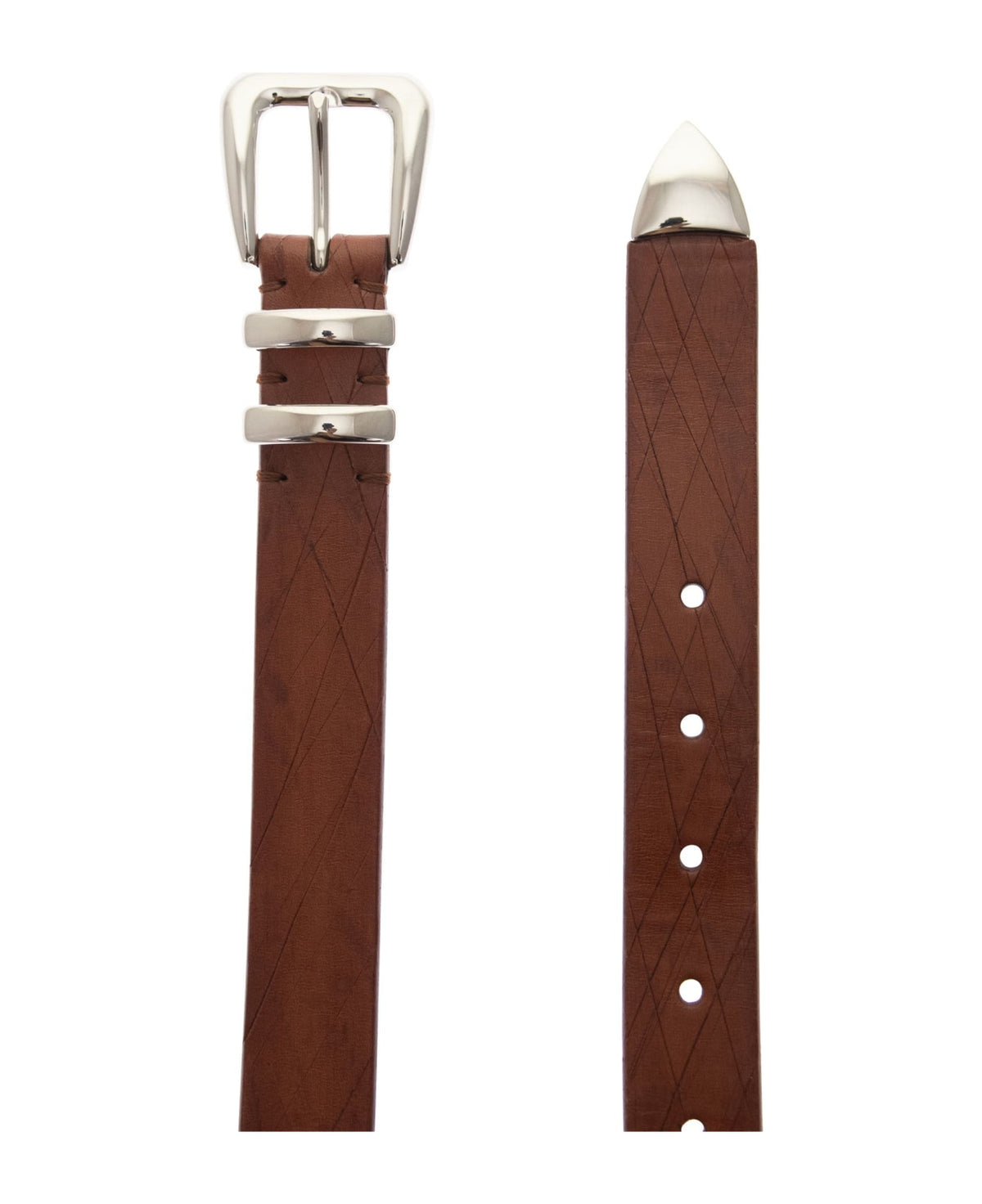 BRUNELLO CUCINELLI MEN'S RUM LEATHER BELT