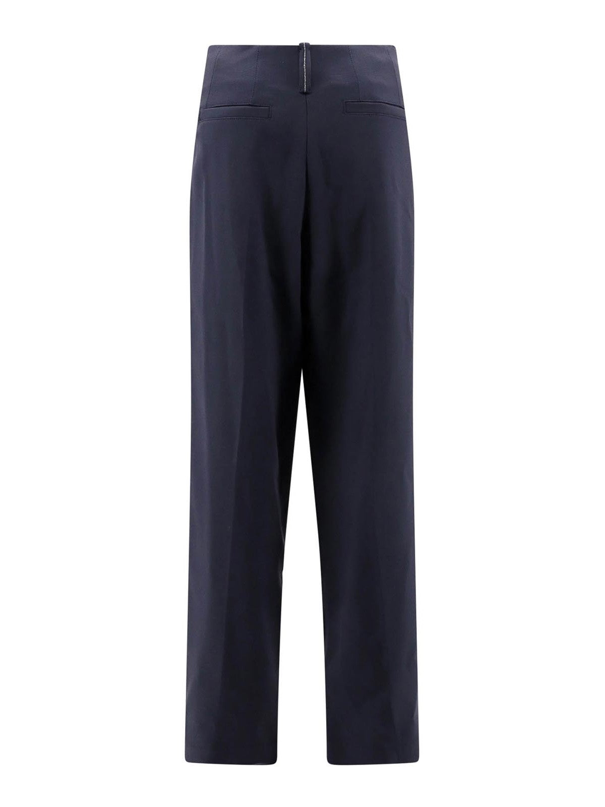BRUNELLO CUCINELLI WOMEN'S NAVY PLEATED HIGH-WAISTED TROUSERS