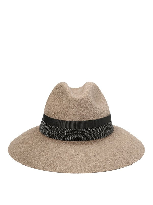 BRUNELLO CUCINELLI WOMEN'S GREIGE ULTRABLACK FELT HAT