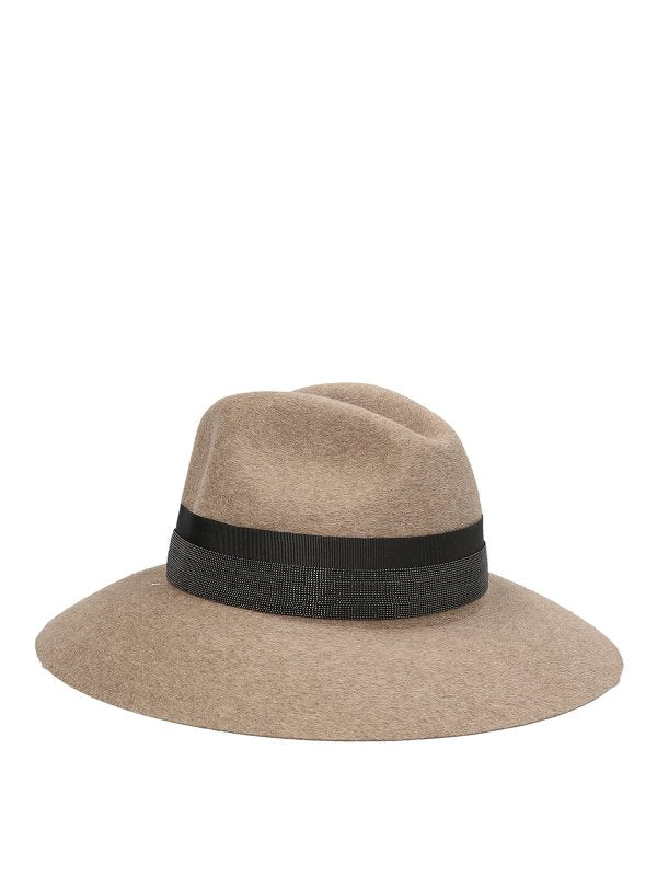 BRUNELLO CUCINELLI WOMEN'S GREIGE ULTRABLACK FELT HAT