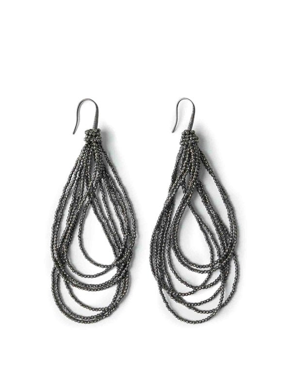 BRUNELLO CUCINELLI WOMEN'S GUNMETAL SILVER DROP EARRINGS
