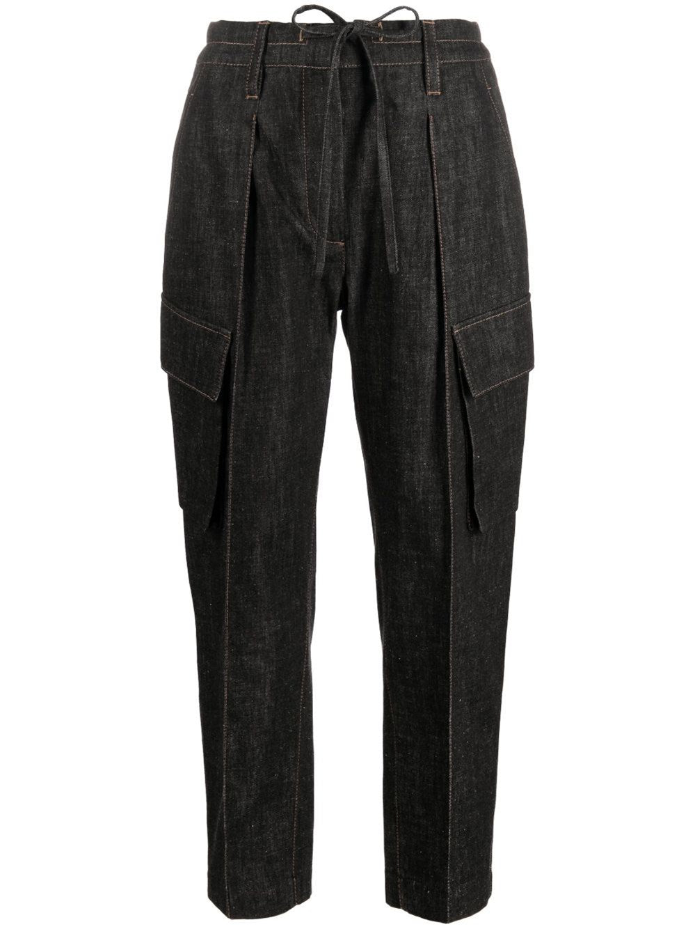BRUNELLO CUCINELLI WOMEN'S BLACK DENIM CARGO STYLE PANTS